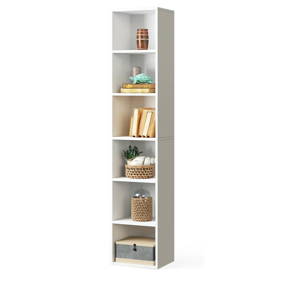 11.8" Width 6-Tier Cube Tall Narrow Bookshelf