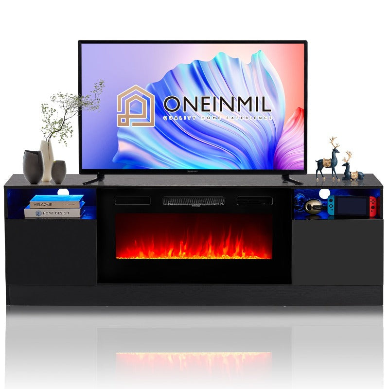 oneinmil Soporte de TV con chimenea eléctrica de 36 pulgadas, centro de  entretenimiento con luz LED, soporte de entretenimiento con textura de  madera