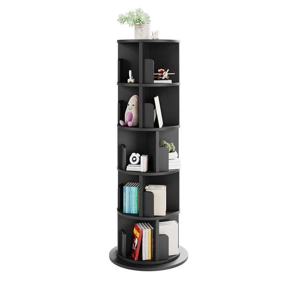 19.7" Width 5-Tier 360° Rotating Bookshelf for Small Space