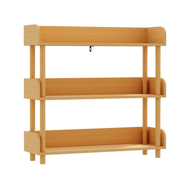 3-Tier Wooden Open Bookshelf with Standing Storage Rack