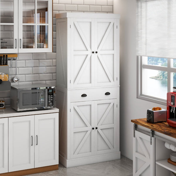 72" Farmhouse Kitchen Pantry Storage Cabinet with Freestanding Cupboard