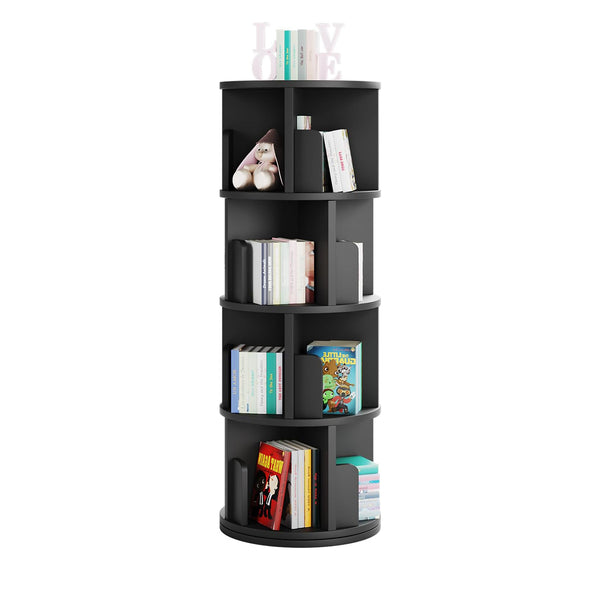 19.7" Width 4-Tier 360° Rotating Bookshelf for Small Footprint