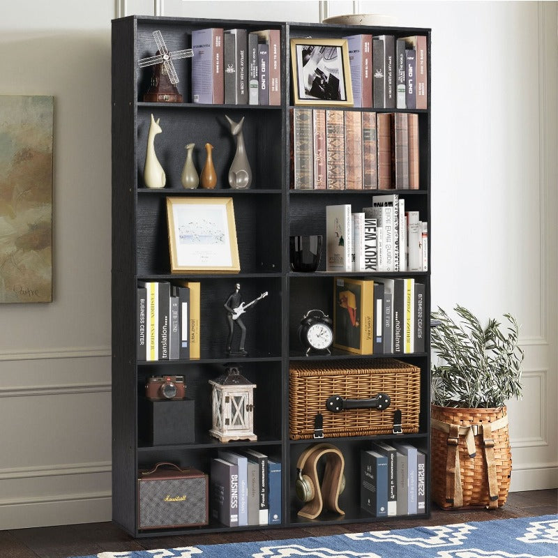 6 Tier Wooden Tall BookShelf, High Bookcase, 70 inch Floor Standing, B ...