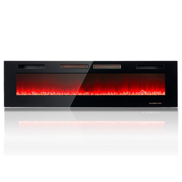 68" Recessed/Wall-Mounted Electric Fireplace with Touchscreen and Remote Control