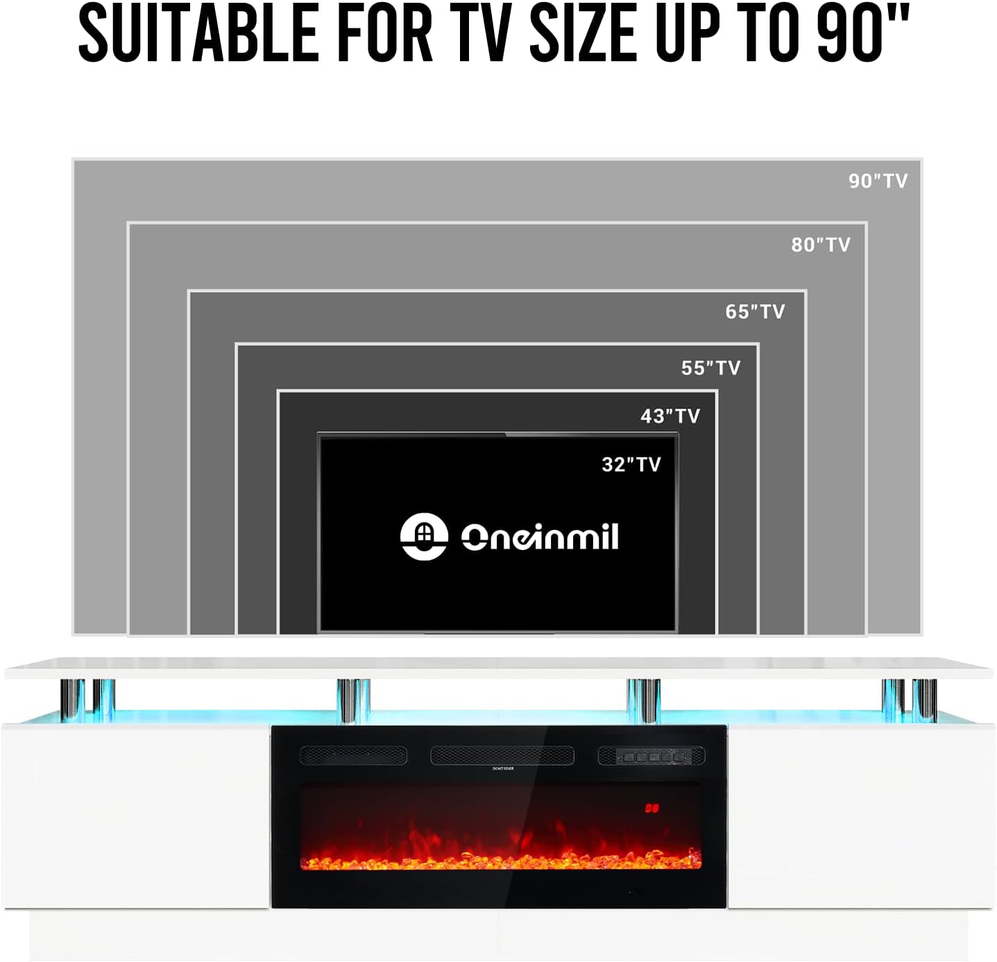 
                  
                    2 Tiers Modern High Gloss TV Stand with 750W/1500W 36" Electric Fireplace
                  
                