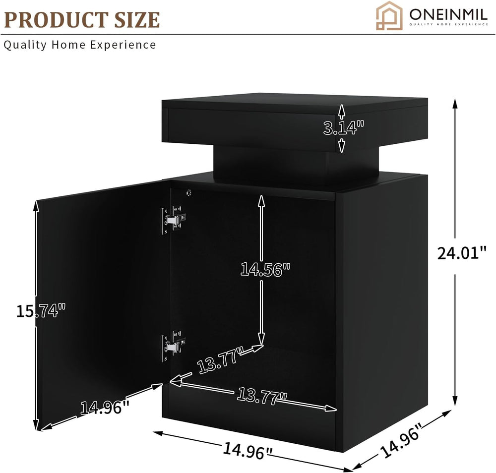 
                  
                    Modern LED Nightstand, Bedside Table with LED Lights and Storage Cabinet, Set of 2
                  
                