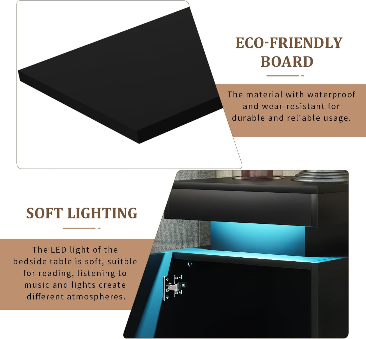 
                  
                    Modern LED Nightstand, Bedside Table with LED Lights and Storage Cabinet, Set of 2
                  
                