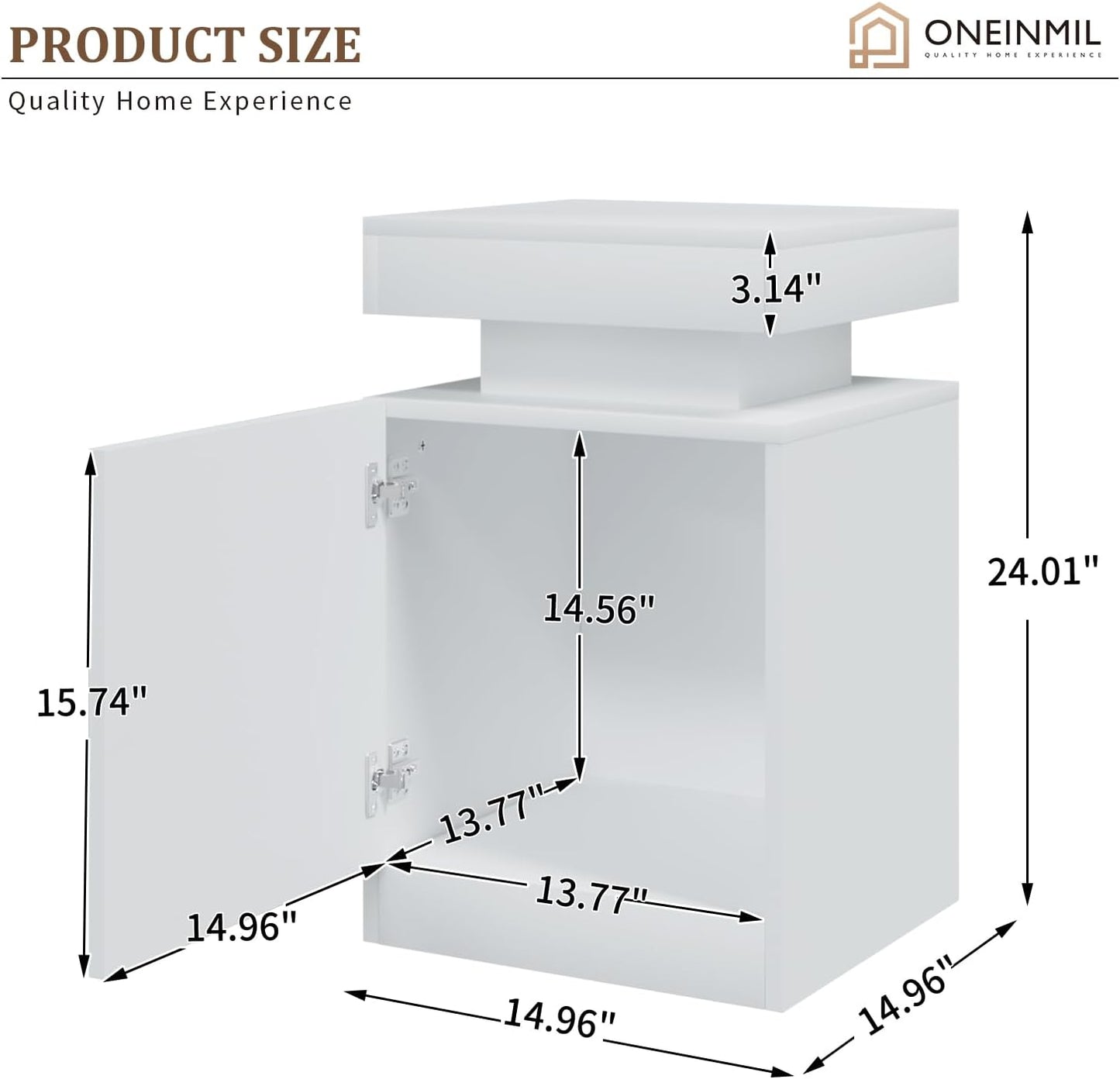 
                  
                    Modern LED Nightstand, Bedside Table with LED Lights and Storage Cabinet, Set of 2
                  
                