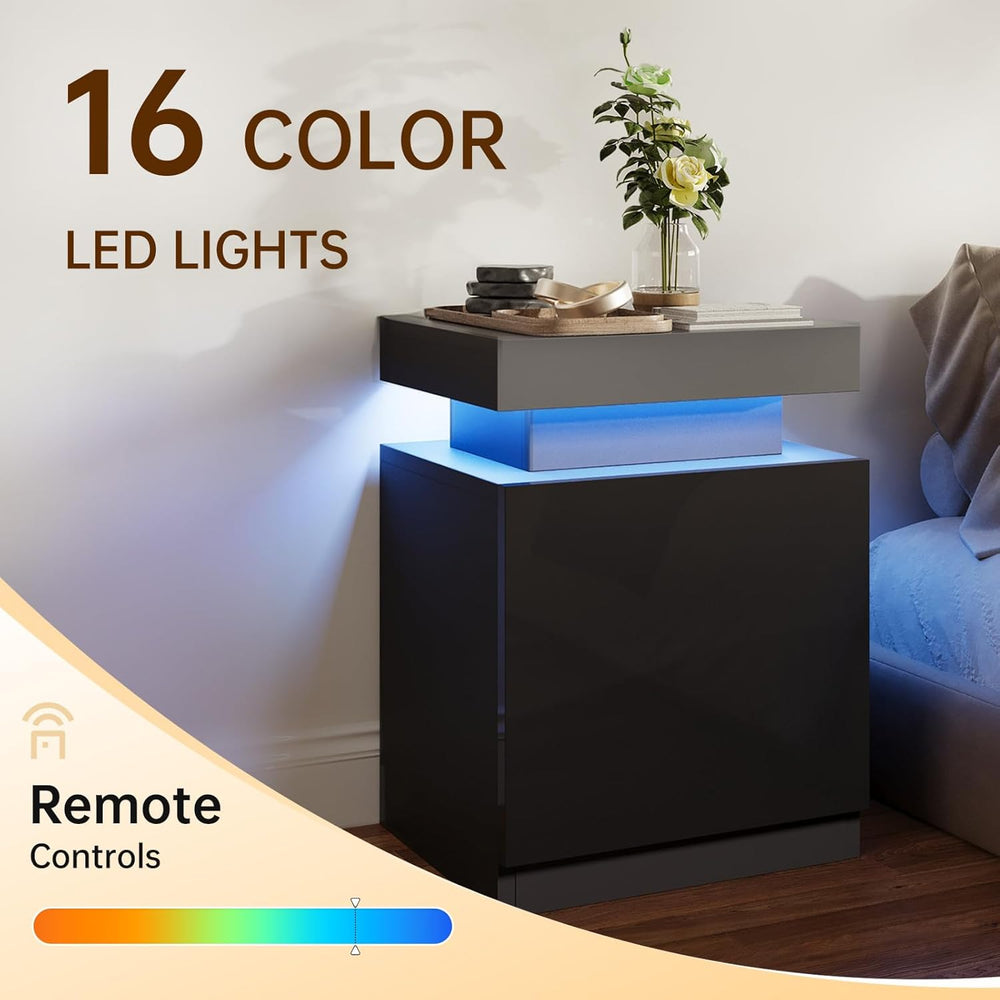 
                  
                    Modern LED Nightstand, Bedside Table with LED Lights and Storage Cabinet, Set of 2
                  
                