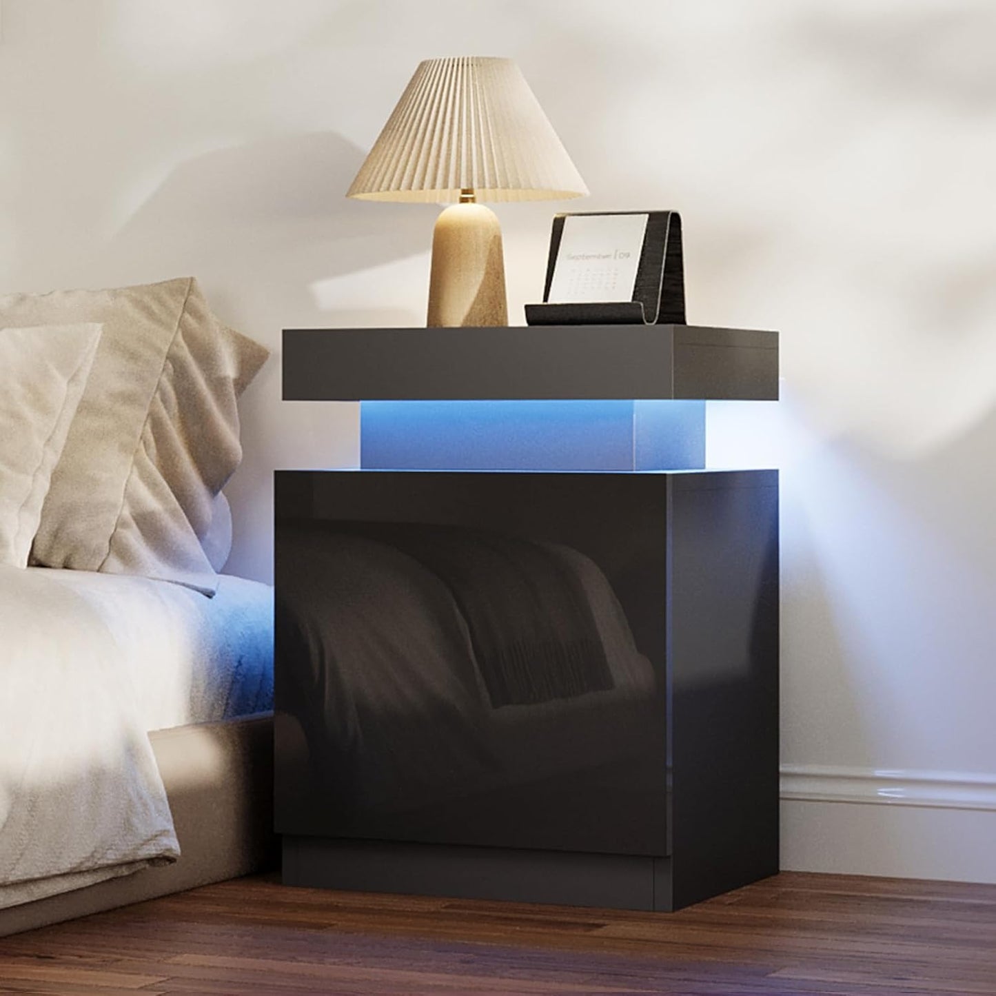 
                  
                    Modern LED Nightstand, Bedside Table with LED Lights and Storage Cabinet, Set of 2
                  
                