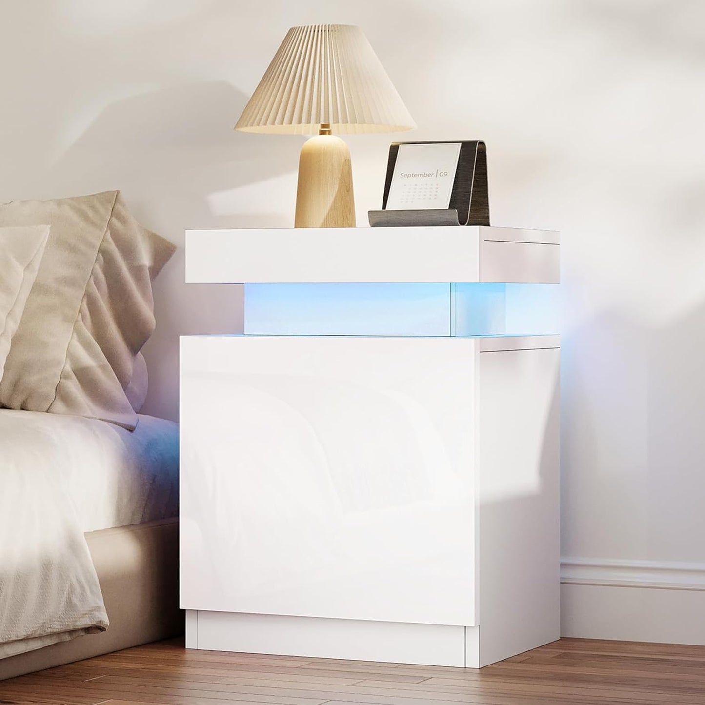 
                  
                    Modern LED Nightstand, Bedside Table with LED Lights and Storage Cabinet, Set of 2
                  
                