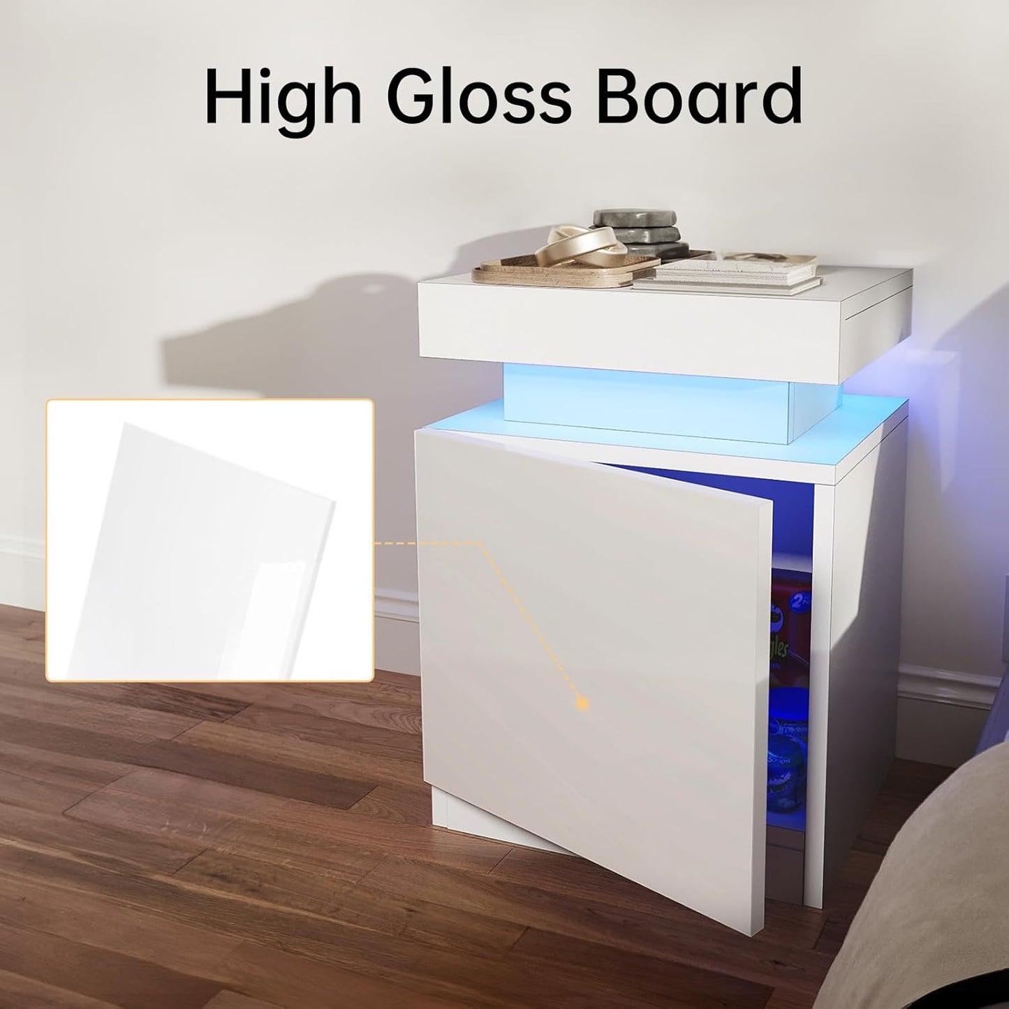 
                  
                    Modern LED Nightstand, Bedside Table with LED Lights and Storage Cabinet, Set of 2
                  
                