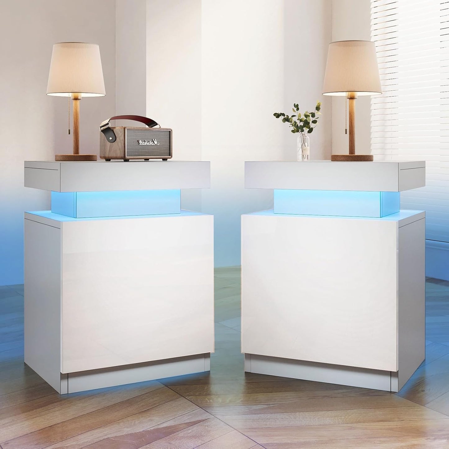 
                  
                    Modern LED Nightstand, Bedside Table with LED Lights and Storage Cabinet, Set of 2
                  
                