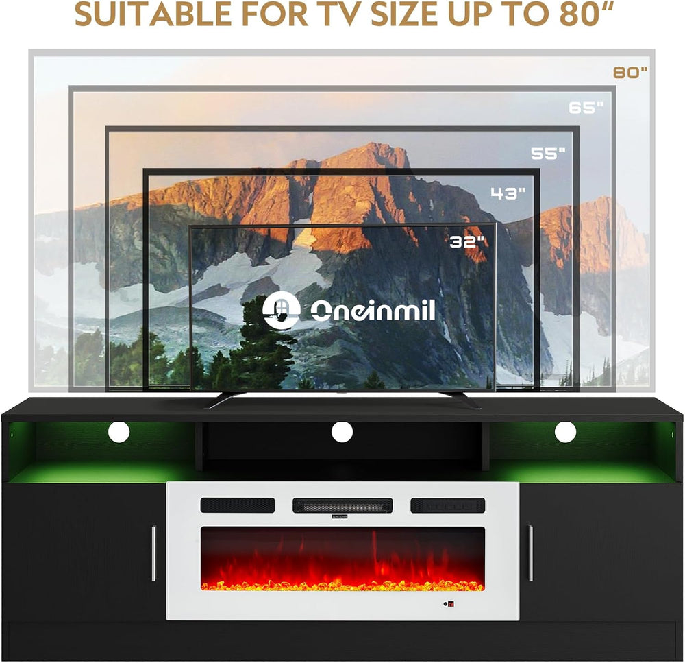 
                  
                    70" Modern High Gloss TV Stand with 36" Electric Fireplace, 2 Tier Entertainment Center with LED Lights, for TVs Up to 80"
                  
                