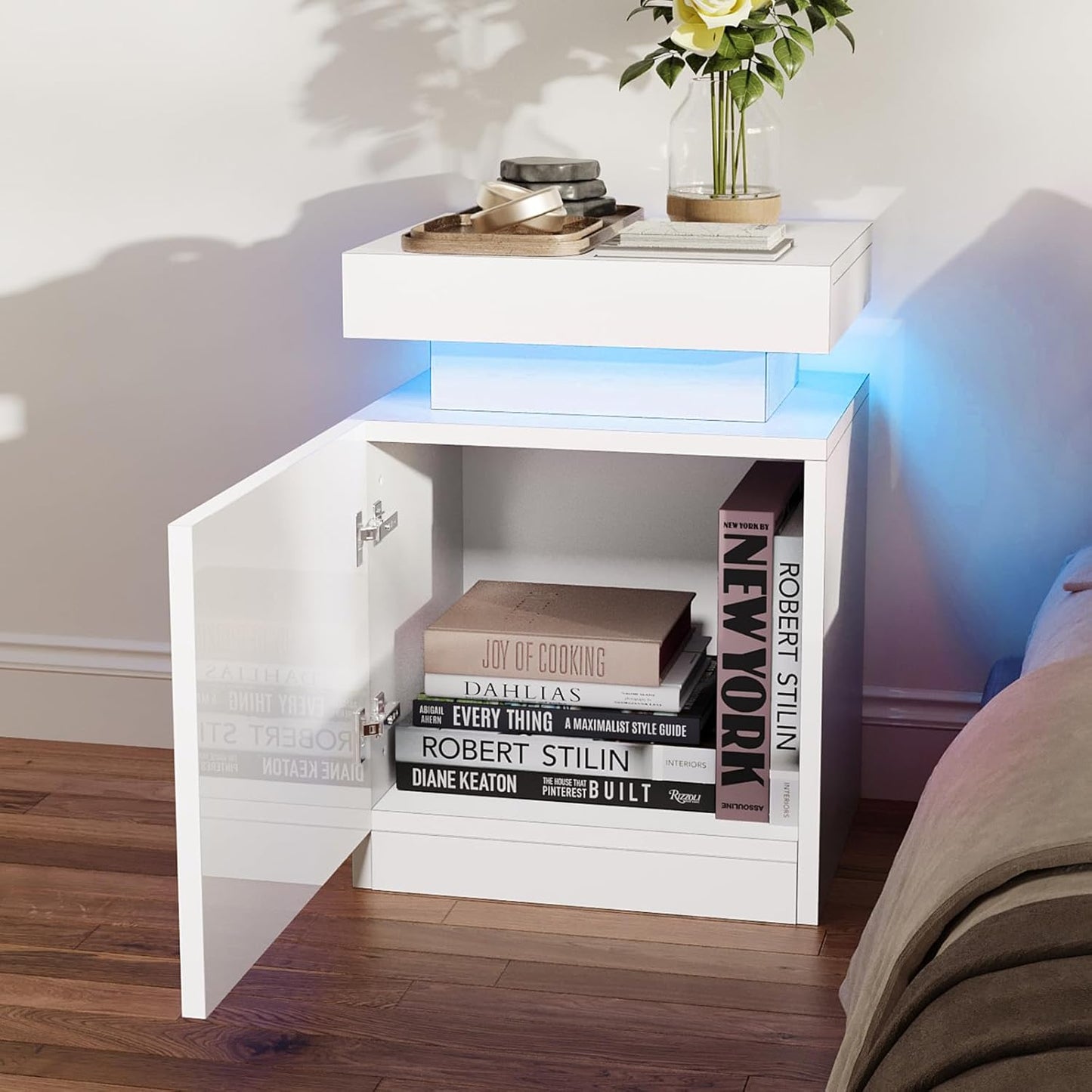 
                  
                    Modern LED Nightstand, Bedside Table with LED Lights and Storage Cabinet, Set of 2
                  
                