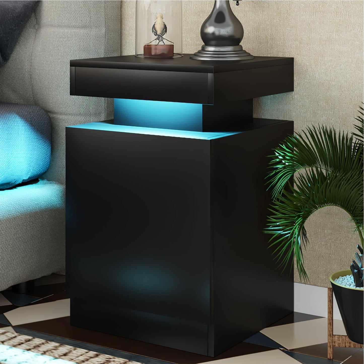 
                  
                    Modern LED Nightstand, Bedside Table with LED Lights and Storage Cabinet, Set of 2
                  
                