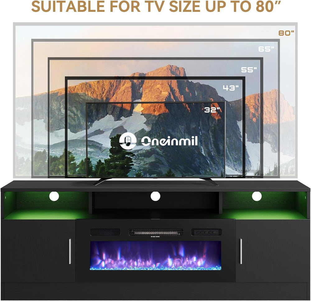 
                  
                    70" Modern High Gloss TV Stand with 36" Electric Fireplace, 2 Tier Entertainment Center with LED Lights, for TVs Up to 80"
                  
                