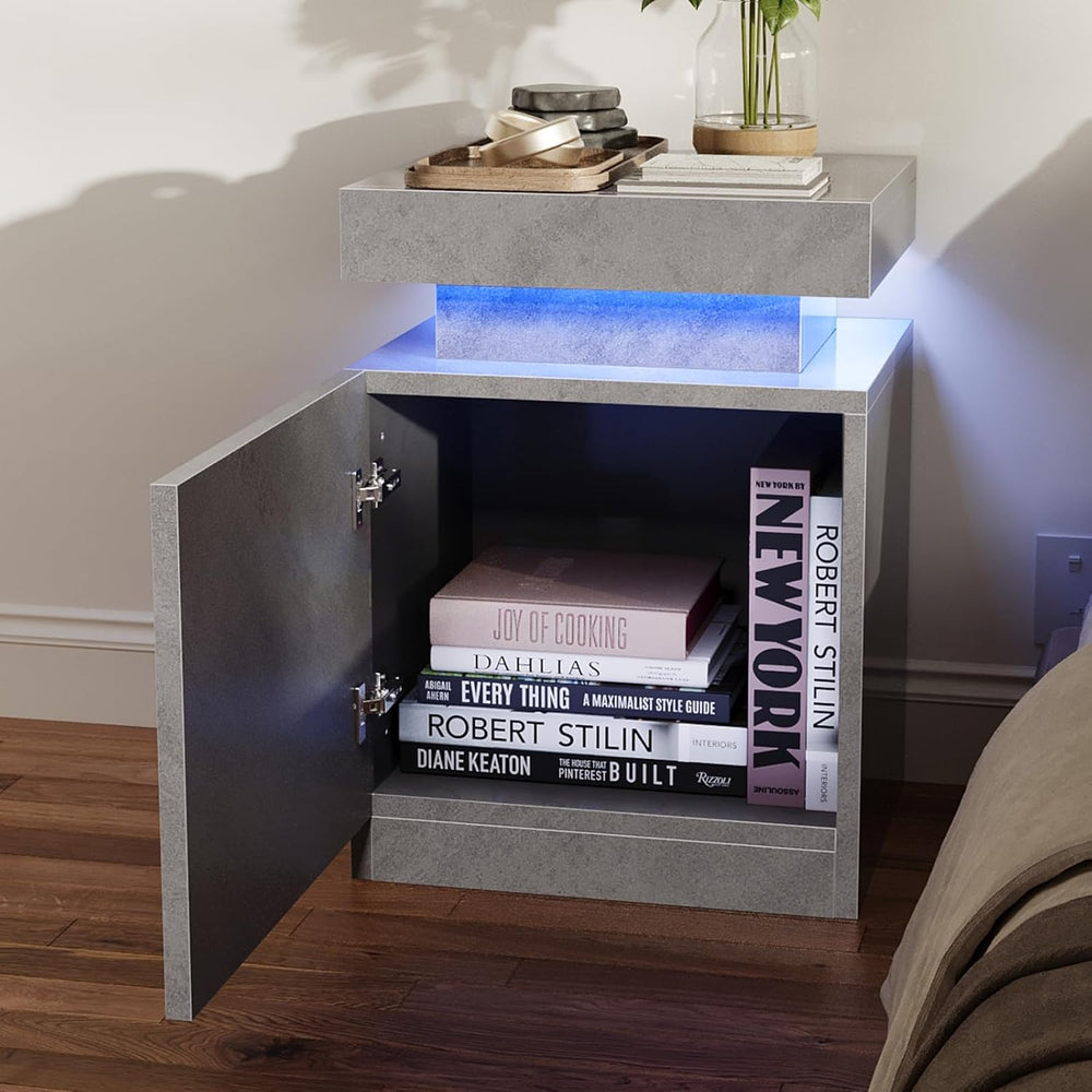 
                  
                    Modern LED Nightstand, Bedside Table with LED Lights and Storage Cabinet, Set of 2
                  
                