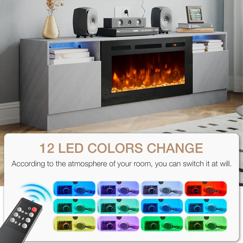 
                  
                    Modern High Gloss TV Stand with 36" Electric Fireplace
                  
                