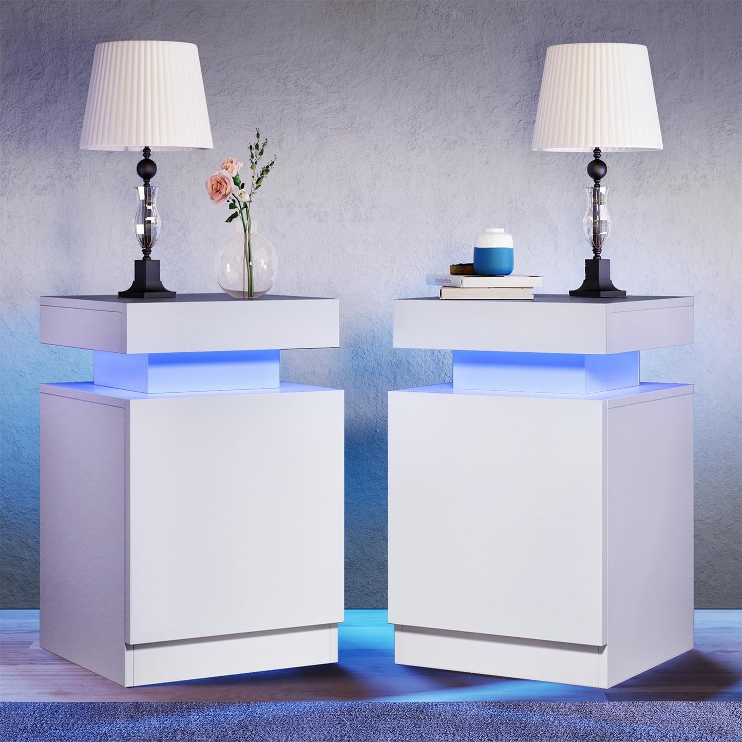 
                  
                    Modern LED Nightstand, Bedside Table with LED Lights and Storage Cabinet, Set of 2
                  
                