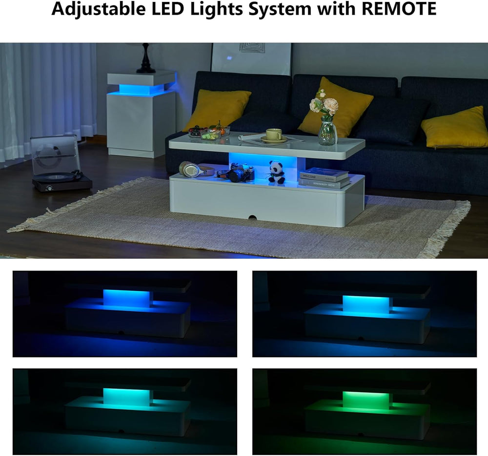 
                  
                    Modern Stylish High Gloss Coffee Table with 16 Colors LED Lights
                  
                