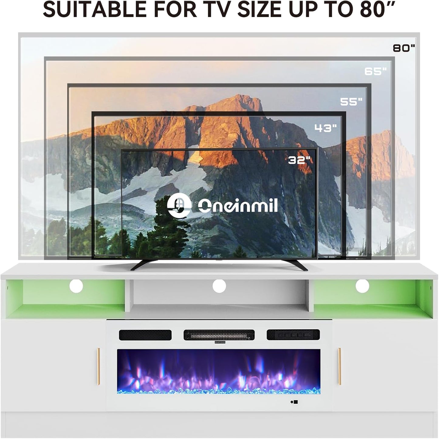 
                  
                    70" Modern High Gloss TV Stand with 36" Electric Fireplace, 2 Tier Entertainment Center with LED Lights, for TVs Up to 80"
                  
                