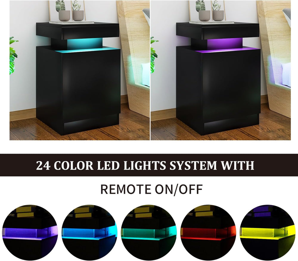 
                  
                    Modern LED Nightstand, Bedside Table with LED Lights and Storage Cabinet, Set of 2
                  
                