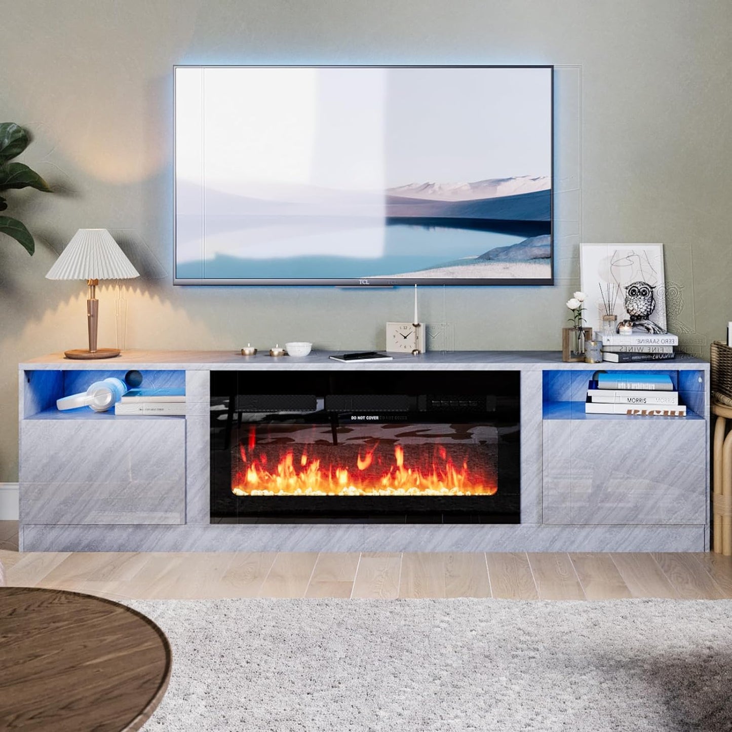 
                  
                    Modern High Gloss TV Stand with 36" Electric Fireplace
                  
                