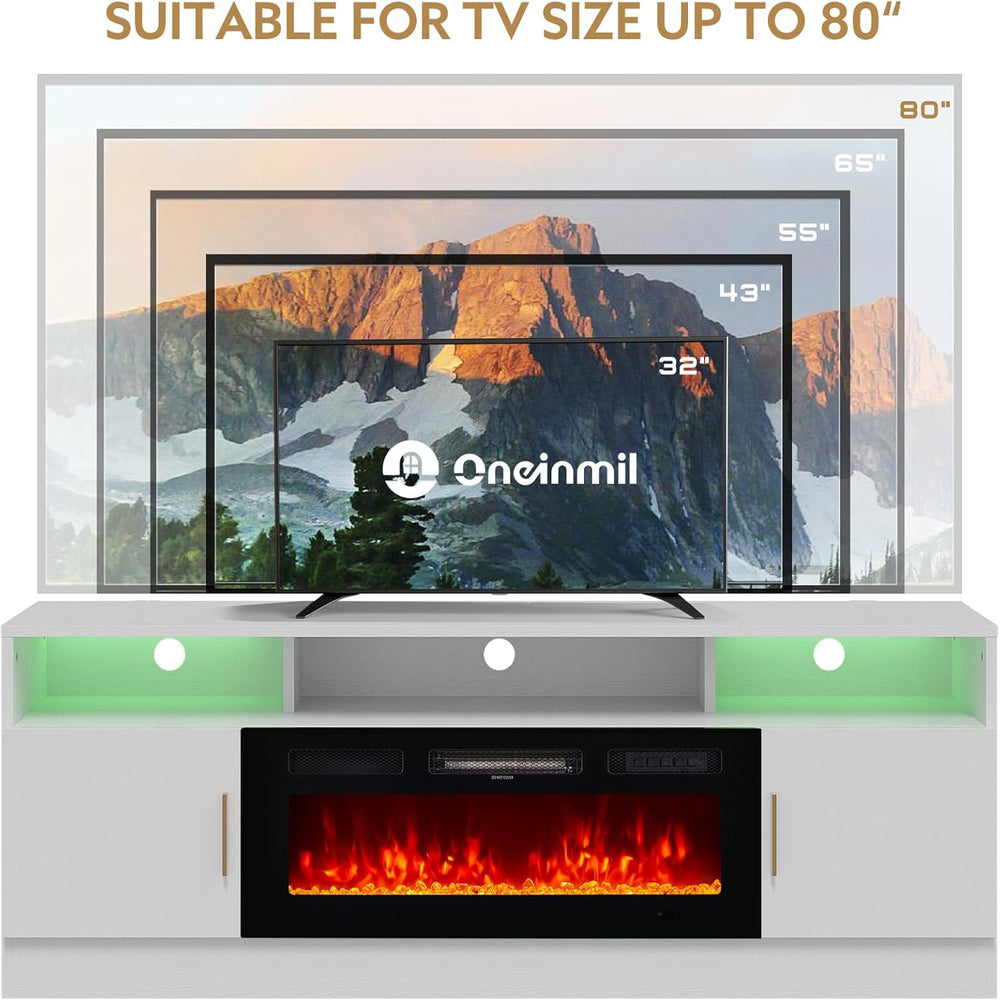 
                  
                    70" Modern High Gloss TV Stand with 36" Electric Fireplace, 2 Tier Entertainment Center with LED Lights, for TVs Up to 80"
                  
                