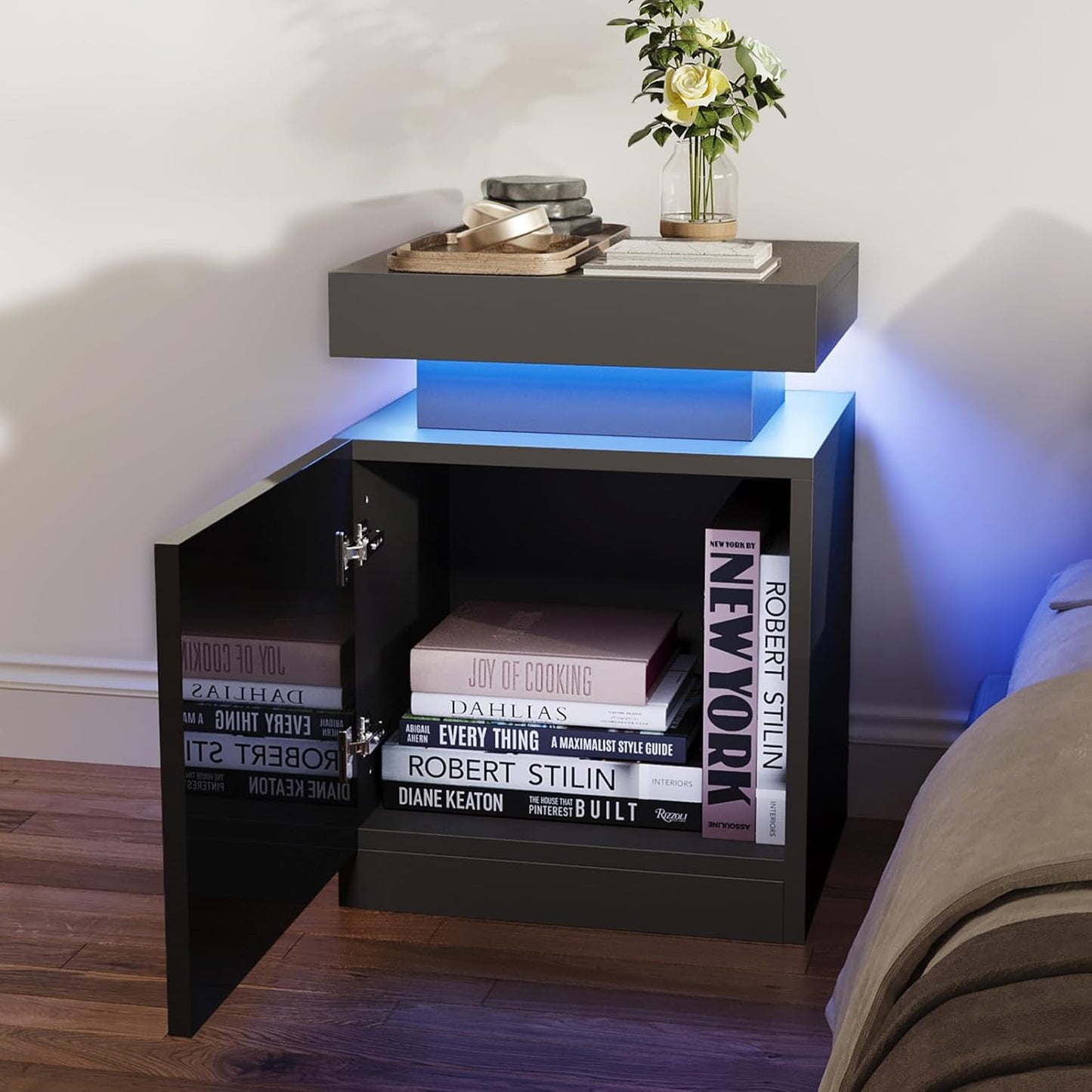 
                  
                    Modern LED Nightstand, Bedside Table with LED Lights and Storage Cabinet, Set of 2
                  
                