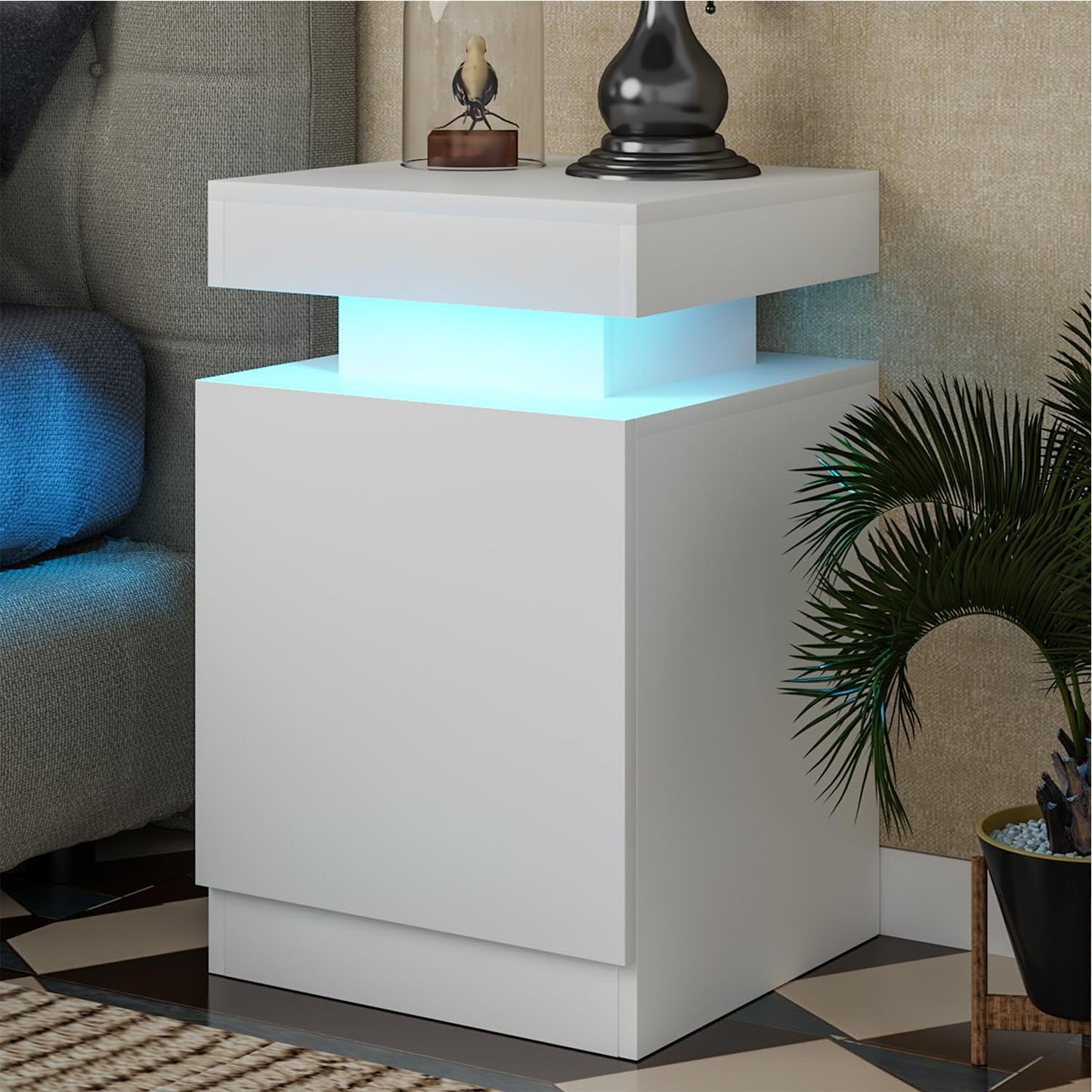 
                  
                    Modern LED Nightstand, Bedside Table with LED Lights and Storage Cabinet, Set of 2
                  
                