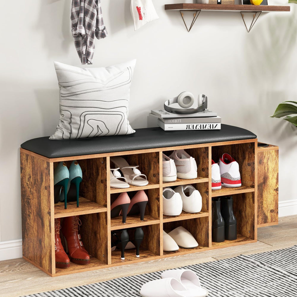 Shoe Bench with Cushion Storage Cabinet Entryway Organizer Rack 3-Tier Shoe  Rack