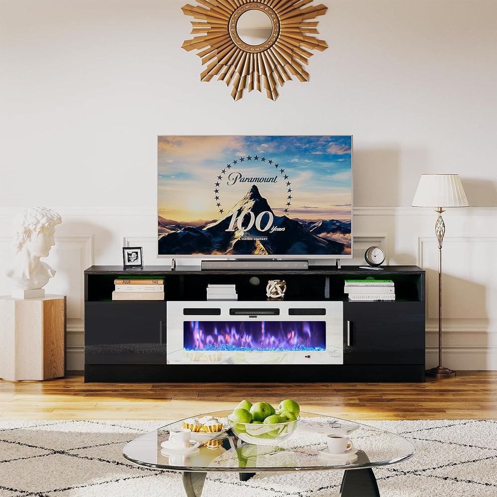 
                  
                    70" Modern High Gloss TV Stand with 36" Electric Fireplace, 2 Tier Entertainment Center with LED Lights, for TVs Up to 80"
                  
                