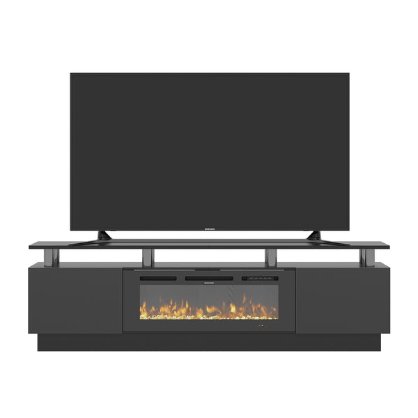 70"/80" 2 Tiers Luxury Modern High Gloss Fireplace TV Stand